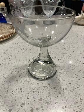 Bormioli Rocco Vintage Curved Foot Italian Clear Glass Dessert Cups Set of 2